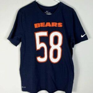 Nike Tee NFL Chicago Bears #58 Roquan Smith Men’s Blue T-Shirt Large Athletic